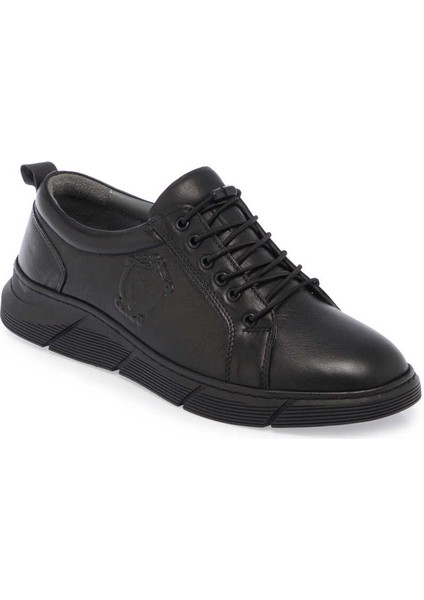 Siyah Hakiki Deri Erkek Sneaker - E24S1AY57007-A23