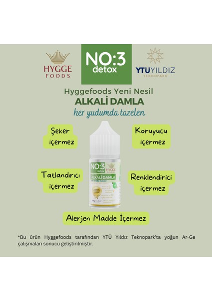 Hyggefoods Yeni Nesil Alkali Damla No:3 Detox Yüksek Antioksidanlı Ph Arttırıcı Su Içmeye Yardımcı