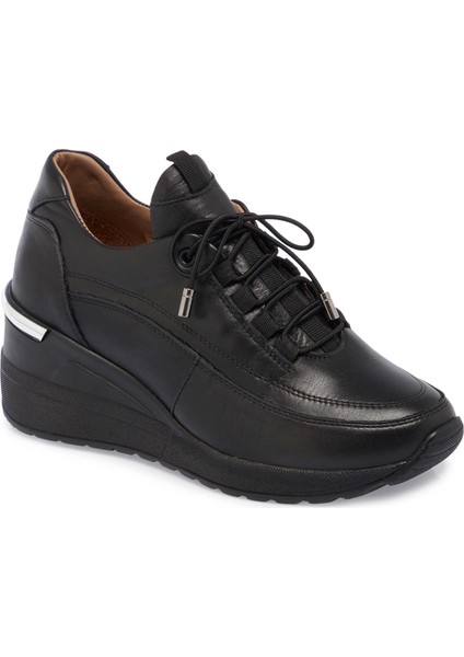 Siyah Hakiki Deri Kadın Sneaker - K24S1AY67512-A23