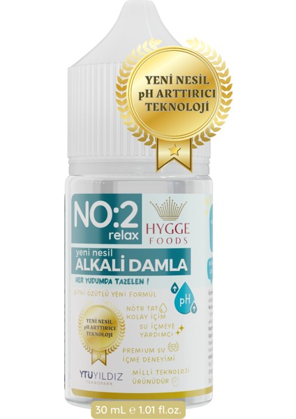 Hyggefoods Yeni Nesil Alkali Damla No:2 Relax Yüksek Antioksidanlı Ph Arttırıcı Su Içmeye Yardımcı