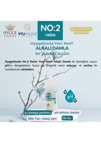 Hyggefoods Yeni Nesil Alkali Damla No:2 Relax Yüksek Antioksidanlı Ph Arttırıcı Su Içmeye Yardımcı