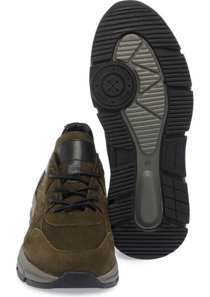 Yeşil Hakiki Nubuk Deri Erkek Sneaker - E24S1AY56982-G98 fırsatları