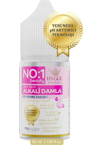 Hyggefoods Yeni Nesil Alkali Damla No:1 Beauty Yüksek Antioksidanlı Ph Arttırıcı Su Içmeye Yardımcı