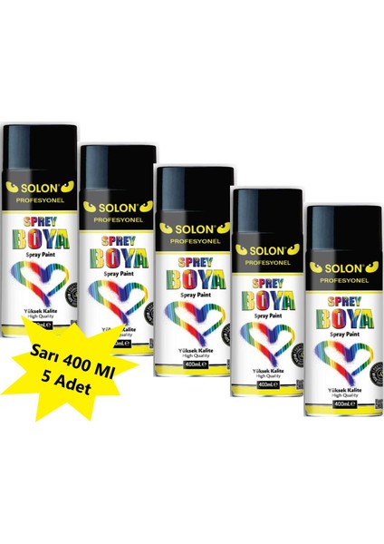 5 Adet Sprey Boya Sarı 400 ml