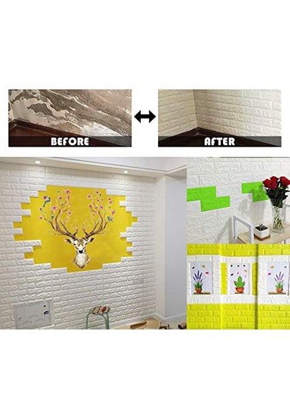 20 Adet, 3D Duvar Panelleri Soyma Duvar Kağıdı Çıkartması Kendinden Yapışkanlı Su Geçirmez Köpük Iç Duvar Dekoru, Banyo, Ev Dekorasyonu Için, 70CMX77CM (Yurt Dışından)