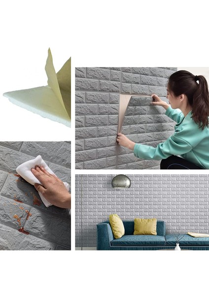 20 Adet, 3D Duvar Panelleri Soyma Duvar Kağıdı Çıkartması Kendinden Yapışkanlı Su Geçirmez Köpük Iç Duvar Dekoru, Banyo, Ev Dekorasyonu Için, 70CMX77CM (Yurt Dışından)