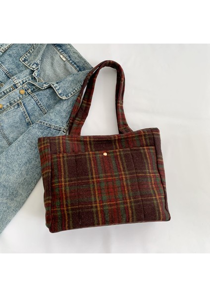 Omuz Çantası Çapraz Çanta Taşınabilir Yüksek Kaliteli ve Dayanıklı Yünlü Kumaş Şık ve Sade Stil, Kırmızı (Yurt Dışından)