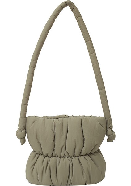 Omuz Çantası Çapraz Çanta Taşınabilir Yüksek Kaliteli Naylon Dayanıklı Kumaş Şık ve Sade Tarzda Pilili Stil, Koyu Yeşil (Yurt Dışından)