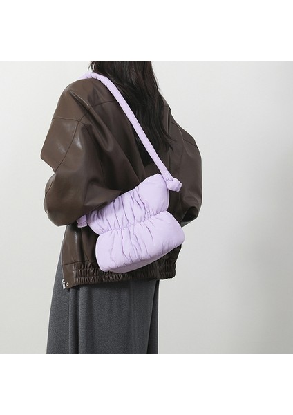 Omuz Çantası Çapraz Çanta Taşınabilir Yüksek Kaliteli Naylon Dayanıklı Kumaş Şık ve Sade Tarzda Pilili Stil, Koyu Yeşil (Yurt Dışından) modelleri