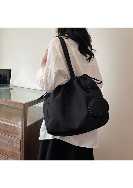 Omuz Çantası Çapraz Çanta Taşınabilir Sokak Stili Içın Yüksek Kaliteli Polyester Bakımı Kolay Kumaş, Siyah (Yurt Dışından)