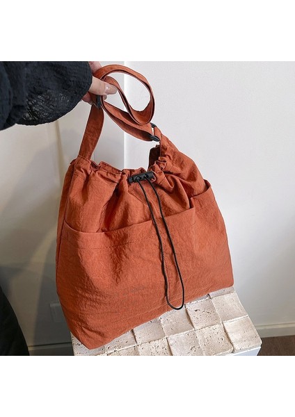 Omuz Çantası Çapraz Çanta Taşınabilir Yüksek Kaliteli Naylon Nefes Alabilen Kumaş Sokak Modası Stili, Turuncu (Yurt Dışından)