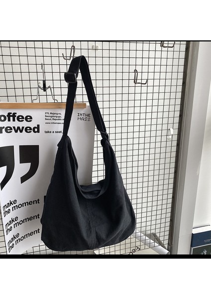 Omuz Çantası Çapraz Çanta Taşınabilir Yüksek Kaliteli Kanvas Aşınmaya Dayanıklı Kumaş Sokak Modası Stili, Siyah (Yurt Dışından)