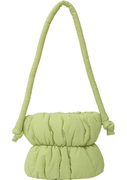 Omuz Çantası Çapraz Çanta Taşınabilir Yüksek Kaliteli Naylon Dayanıklı Kumaş Şık ve Sade Tarzda Pilili Stil, Açık Yeşil (Yurt Dışından)