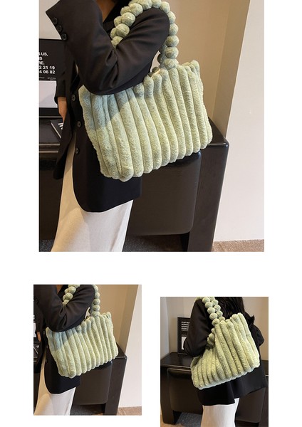 Omuz Çantası Çapraz Çanta Taşınabilir Yüksek Kaliteli Peluş Kumaş Şık ve Sade Stil, Siyah (Yurt Dışından) modelleri