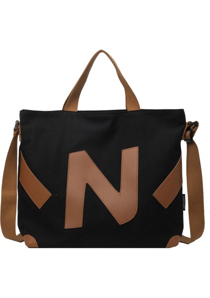 Omuz Çantası Çapraz Çanta Taşınabilir Yüksek Kaliteli Kanvas Bakımı Kolay Kumaş Sade ve Geniş Kapasiteli Stil, Siyah (Yurt Dışından)