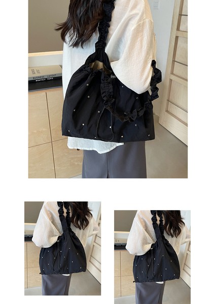 Omuz Çantası Çapraz Çanta Taşınabilir Yüksek Kaliteli Kumaşlar Aşınmaya Dayanıklı Kumaşlar Çok Yönlü Stiller Büyük Kapasite, Bej (Yurt Dışından) modelleri