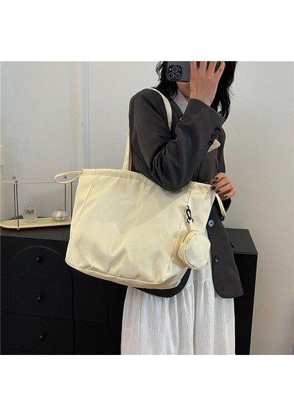 Omuz Çantası Çapraz Çanta Taşınabilir Sokak Stili Içın Yüksek Kaliteli Polyester Bakımı Kolay Kumaş, Bej (Yurt Dışından)