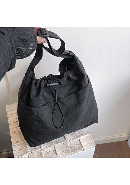 Omuz Çantası Çapraz Çanta Taşınabilir Yüksek Kaliteli Naylon Nefes Alabilen Kumaş Sokak Modası Stili, Siyah (Yurt Dışından)