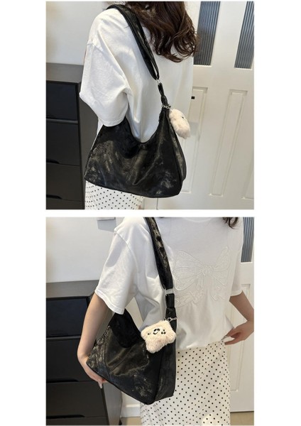 Omuz Çantası Çapraz Çanta Taşınabilir Yüksek Kaliteli Pu Bakımı Kolay Kumaş Şık ve Geniş Kapasiteli Stil, Beyaz (Yurt Dışından) modelleri