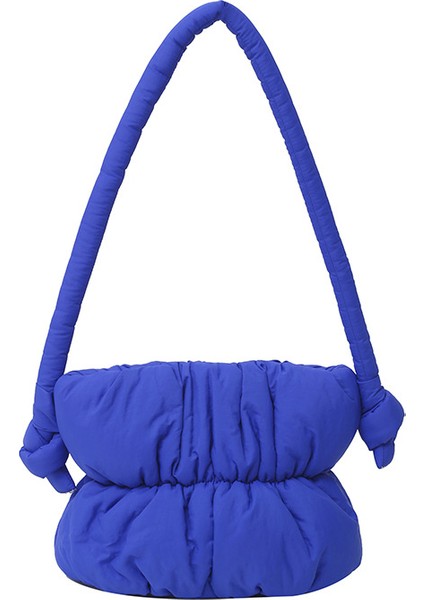 Omuz Çantası Çapraz Çanta Taşınabilir Yüksek Kaliteli Naylon Dayanıklı Kumaş Şık ve Sade Tarzda Pilili Stil, Mavi (Yurt Dışından)