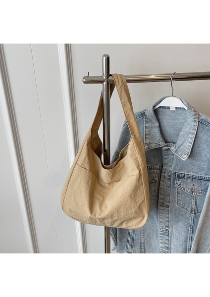 Omuz Çantası Çapraz Çanta Taşınabilir Yüksek Kaliteli Naylon Kumaş Kentsel Sadelik Büyük Kapasite, Haki (Yurt Dışından)