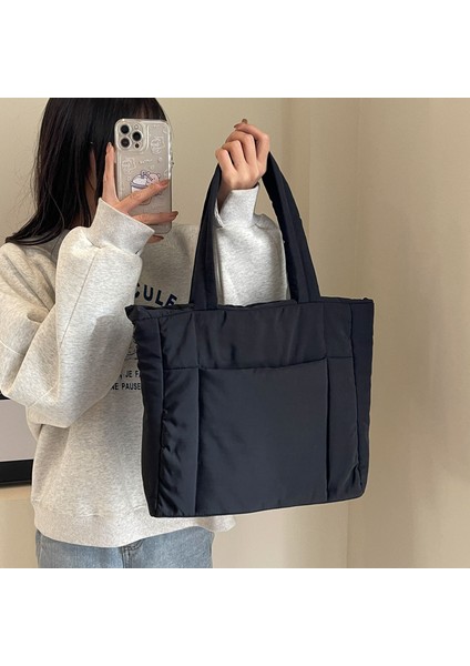 Omuz Çantası Çapraz Çanta Taşınabilir Yüksek Kaliteli Pamuklu Malzeme Kentsel Gündelik Tarz, Siyah (Yurt Dışından)