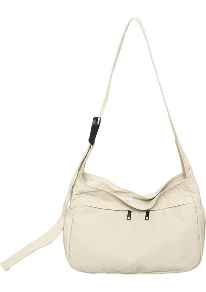 Omuz Çantası Çapraz Çanta Taşınabilir Yüksek Kaliteli Naylon Kumaş Düz Renkli Kentsel Geniş Kapasiteli Stil, Beyaz (Yurt Dışından)