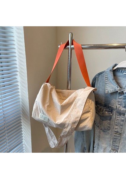 Omuz Çantası Çapraz Çanta Taşınabilir Yüksek Kaliteli Naylon Malzeme Çok Yönlü Sokak Stili , Bej (Yurt Dışından)