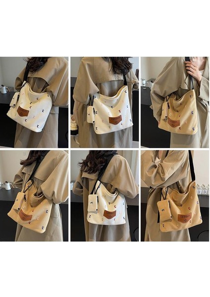 Omuz Çantası Çapraz Çanta Taşınabilir Yüksek Kaliteli Kanvas Kumaş Sokak Gündelik Tarzı, Kahverengi (Yurt Dışından) fiyatları