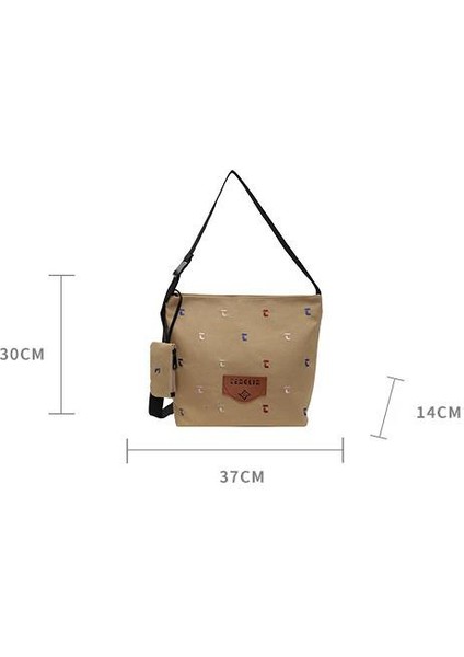 Omuz Çantası Çapraz Çanta Taşınabilir Yüksek Kaliteli Kanvas Kumaş Sokak Gündelik Tarzı, Kahverengi (Yurt Dışından) modelleri