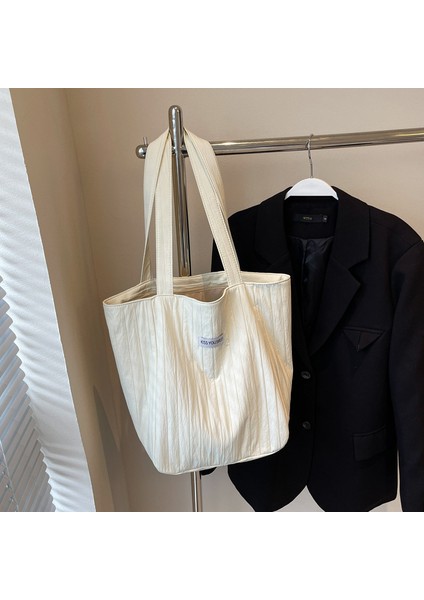 Omuz Çantası Çapraz Çanta Taşınabilir Yüksek Kaliteli Naylon Kumaş Düz Renk Basit Sokak Stili Büyük Kapasite, Beyaz (Yurt Dışından)