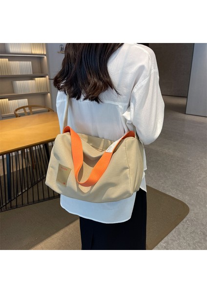 Omuz Çantası Çapraz Çanta Taşınabilir Yüksek Kaliteli Kanvas Kumaş Kentsel Sadelik ve Geniş Kapasite, Haki (Yurt Dışından)