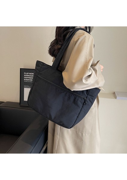 Omuz Çantası Çapraz Çanta Taşınabilir Yüksek Kaliteli Saf Pamuklu Kumaş Sade ve Rahat Bir Tarz, Siyah (Yurt Dışından)