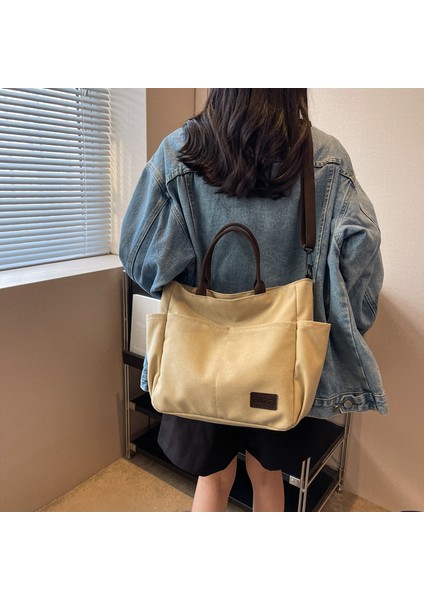 Omuz Çantası Çapraz Çanta Taşınabilir Yüksek Kaliteli Kumaşlar Kentsel Sadelik Büyük Kapasite, Haki (Yurt Dışından)