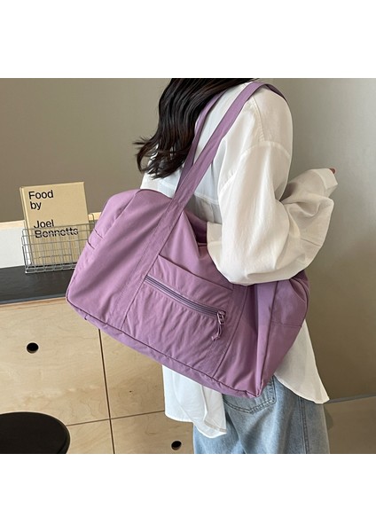 Omuz Çantası Çapraz Çanta Taşınabilir Yüksek Kaliteli Naylon Kumaş Kentsel Basit Stil Büyük Kapasite, Mor (Yurt Dışından)