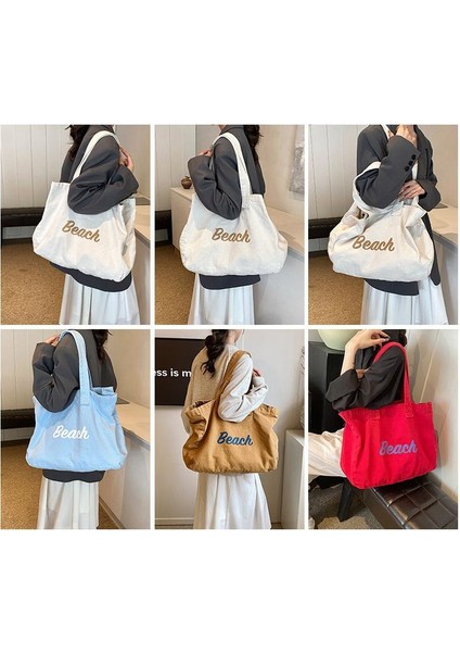 Omuz Çantası Çapraz Çanta Taşınabilir Yüksek Kaliteli ve Konforlu Tuval Malzemesi Basit Harf Stili, Kahverengi (Yurt Dışından) fiyatları