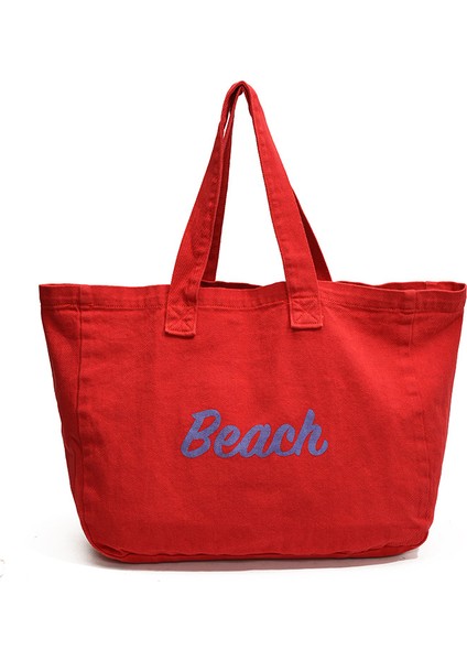 Omuz Çantası Çapraz Çanta Taşınabilir Yüksek Kaliteli ve Konforlu Tuval Malzemesi Basit Harf Stili, Kırmızı (Yurt Dışından)