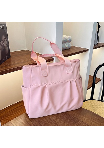 Omuz Çantası Çapraz Çanta Taşınabilir Yüksek Kaliteli ve Konforlu Naylon Malzeme Düz Renk Sade Kentsel Tarz, Pembe (Yurt Dışından)
