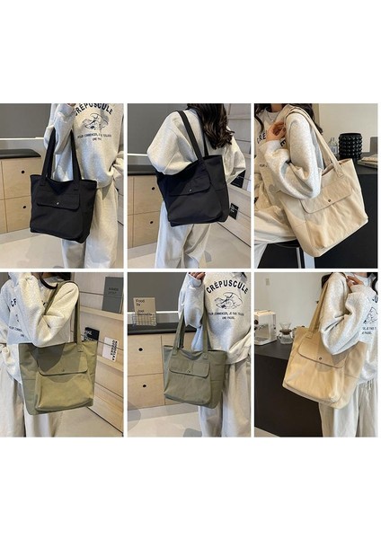 Omuz Çantası Çapraz Çanta Taşınabilir Yüksek Kaliteli Kanvas Kumaş Sade Sokak Stili, Bej (Yurt Dışından) fiyatları