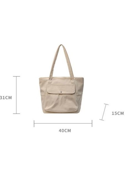 Omuz Çantası Çapraz Çanta Taşınabilir Yüksek Kaliteli Kanvas Kumaş Sade Sokak Stili, Bej (Yurt Dışından) modelleri