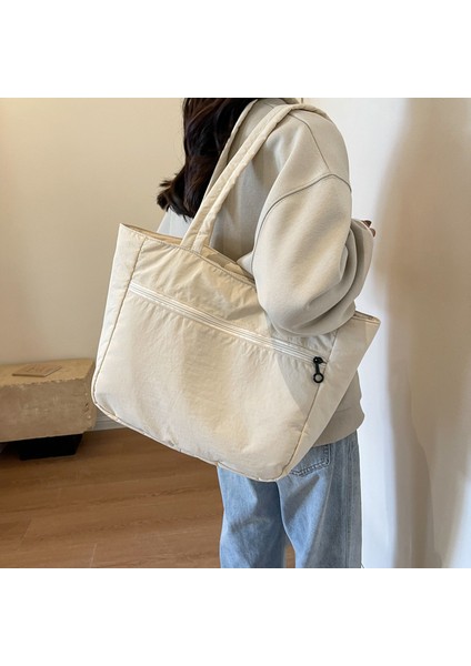 Omuz Çantası Çapraz Çanta Taşınabilir Yüksek Kaliteli Saf Pamuklu Kumaş Sade ve Rahat Bir Tarz, Bej (Yurt Dışından)