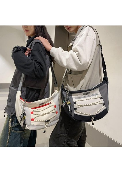 Omuz Çantası Çapraz Çanta Taşınabilir Yüksek Kaliteli Su Geçırmez Naylon Malzeme Basit Kontrast Renk Stili, Siyah (Yurt Dışından) fiyatları