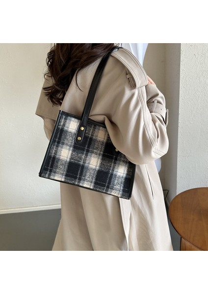 Omuz Çantası Çapraz Çanta Taşınabilir Yüksek Kaliteli Özel Nefes Alabilen Malzeme Ekose Tarzı, Siyah (Yurt Dışından) fiyatları