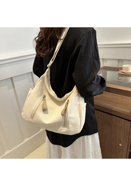 Omuz Çantası Çapraz Çanta Taşınabilir Yüksek Kaliteli Aşınmaya Dayanıklı Kanvas Malzeme Kentsel Sade Stil, Bej (Yurt Dışından) fiyatları