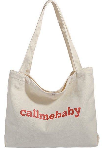 Omuz Çantası Çapraz Çanta Taşınabilir Yüksek Kaliteli Aşınmaya Dayanıklı Kanvas Malzeme Basit Stil, Bej (Yurt Dışından)