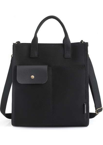 Omuz Çantası Çapraz Çanta Taşınabilir Yüksek Kaliteli Denim Malzeme Basit ve Popüler Stil, Siyah (Yurt Dışından)