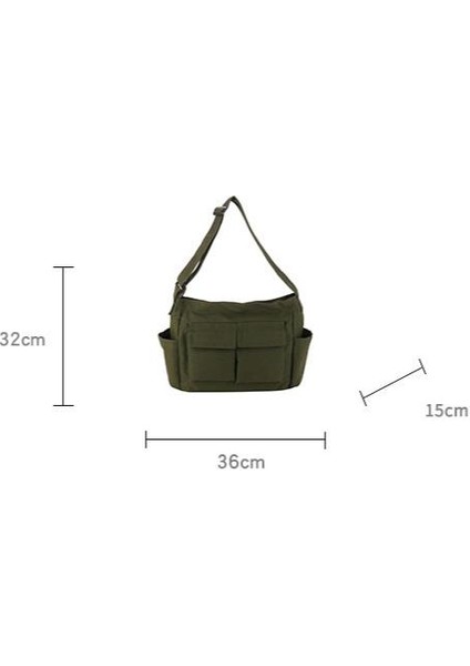 Omuz Çantası Çapraz Çanta Taşınabilir Yüksek Kaliteli Tuval Su Geçırmez Malzeme Düz Renk ve Basit Stil, Siyah (Yurt Dışından) modelleri