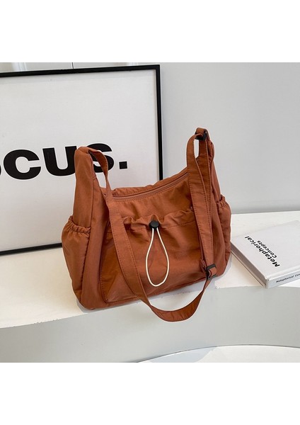 Omuz Çantası Çapraz Çanta Taşınabilir Yüksek Kaliteli Hafif Naylon Kumaş Çok Yönlü Sokak Stili, Turuncu (Yurt Dışından)