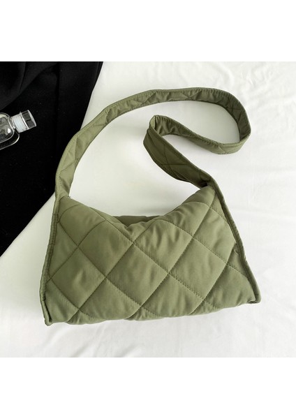 Omuz Çantası Çapraz Çanta Taşınabilir Yüksek Kaliteli Hafif Pamuklu Kumaş Şık ve Sade Stil, Yeşil (Yurt Dışından)