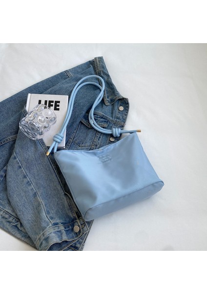 Omuz Çantası Çapraz Çanta Taşınabilir Yüksek Kaliteli Hafif Naylon Kumaş Sokak Modası Stili, Mavi (Yurt Dışından)